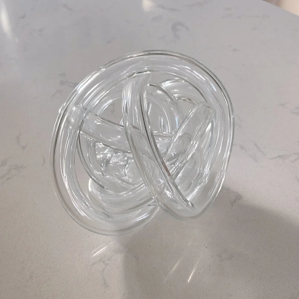 Handblown Twisted Clear Opalescent Glass Rope Knot
